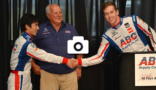 Takuma Sato, A.J. Foyt, and Jack Hawksworth