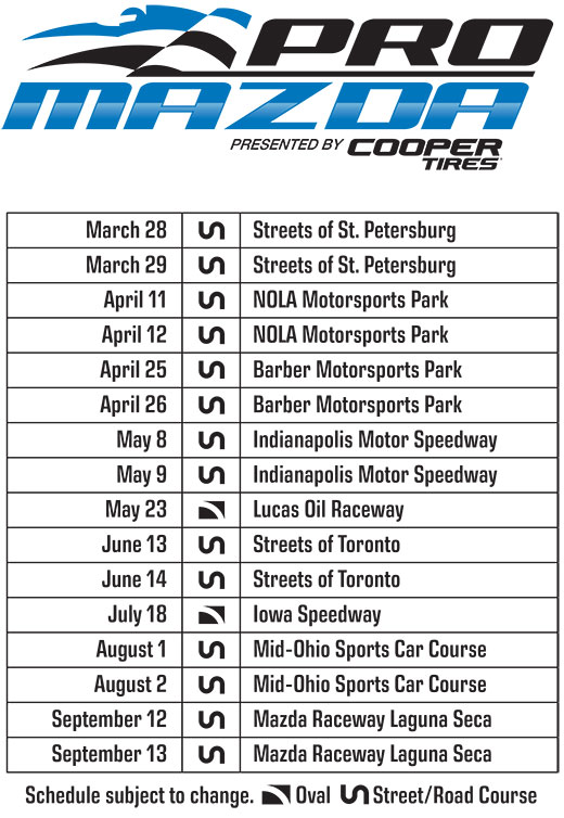 2015 Pro Mazda Schedule
