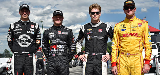 Graham Rahal, Sage Karam, Josef Newgarden, and Ryan Hunter-Reay