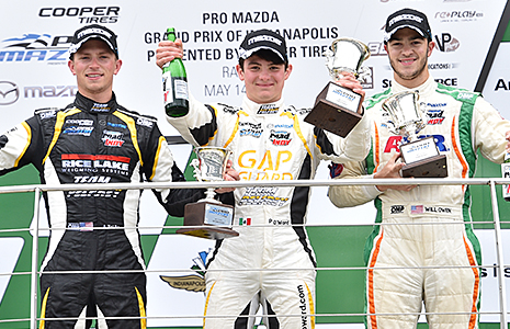 Pato O'Ward, Aaron Telitz, and Will Owen