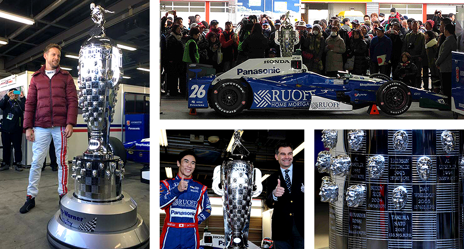 Takuma Sato and the Borg-Warner Trophy visit Japan