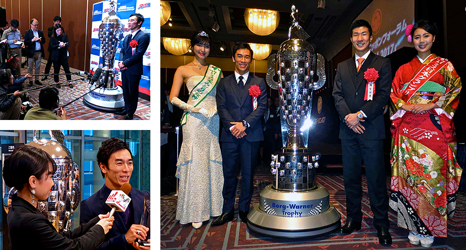 Takuma Sato and the Borg-Warner Trophy visit Japan