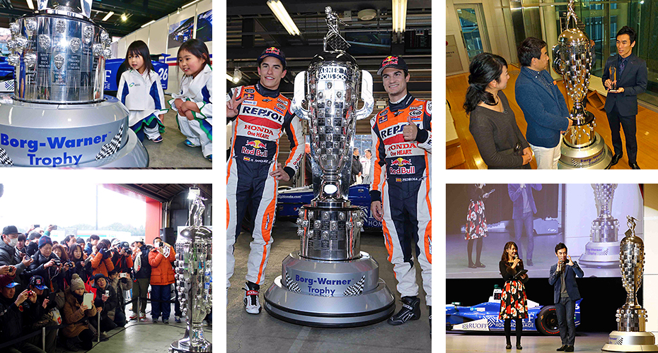 Takuma Sato and the Borg-Warner Trophy visit Japan