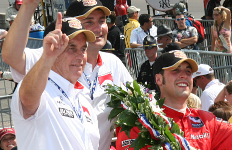 Roger Penske, Tim Cindric, and Sam Hornish Jr.