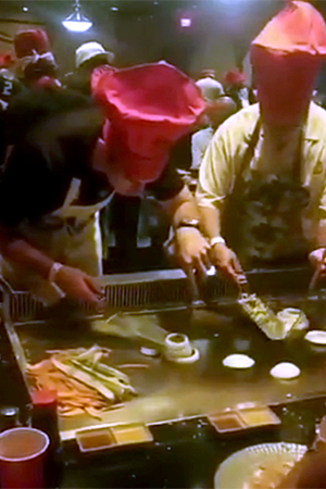 Dalton Kellett builds the onion volcano