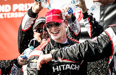 Josef Newgarden water shower St. Petersburg
