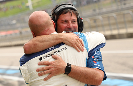 Mike Harding celebrates COTA win with crewman