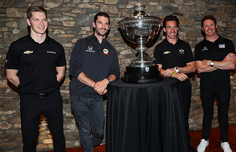 Josef Newgarden, Alexander Rossi, Simon Pagenaud and Scott Dixon with Astor Cup