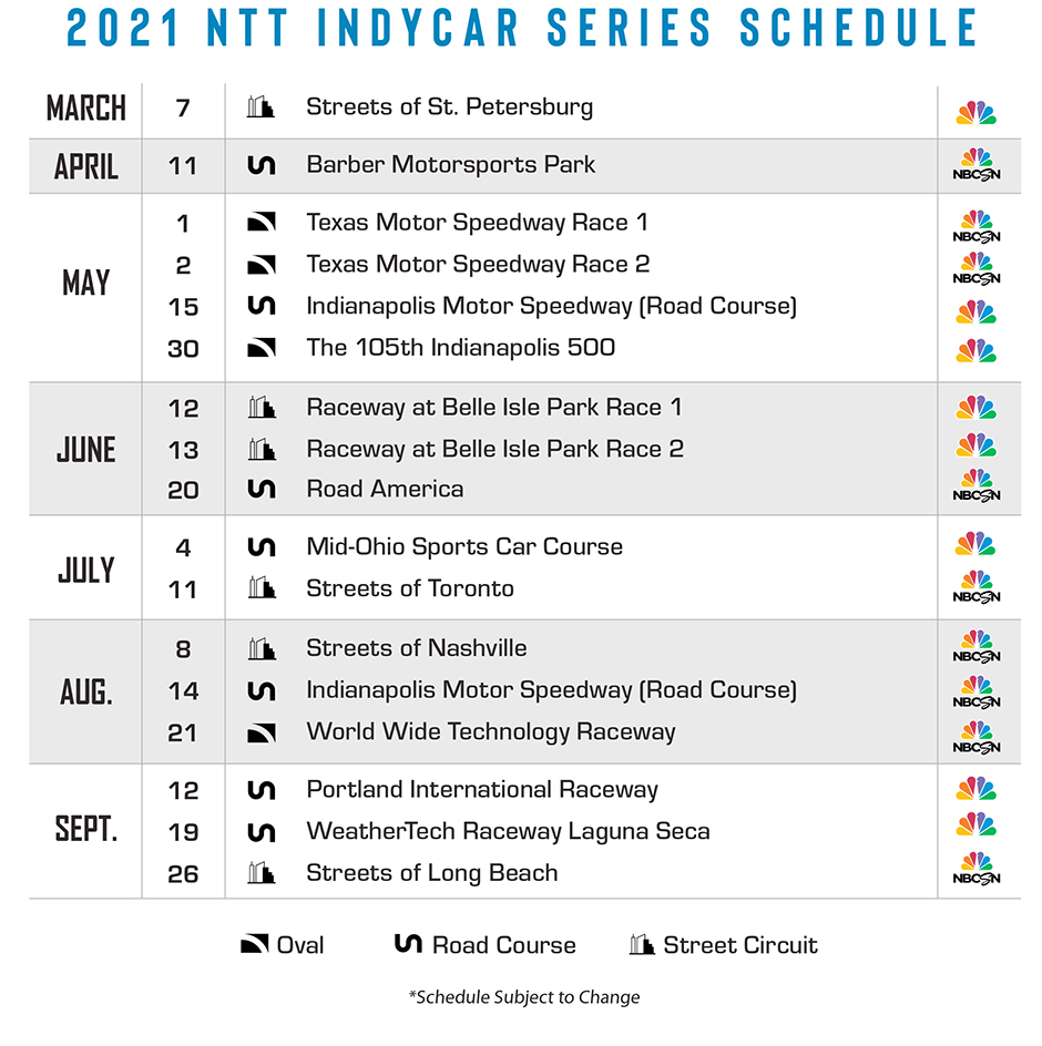2021 NTT INDYCAR SERIES Schedule