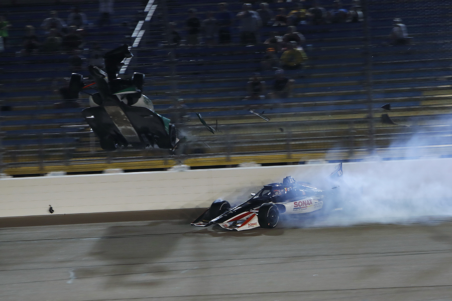 Herta, VeeKay crash at Iowa