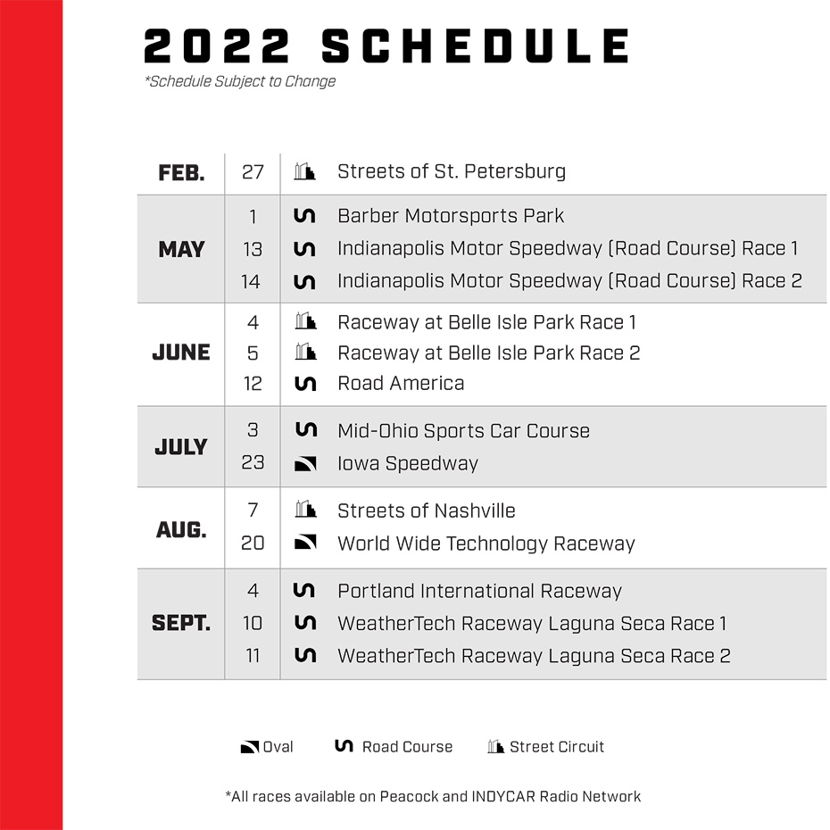 Indy 2022 Schedule Indy Lights' New Era Starting With 14-Race Schedule In 2022
