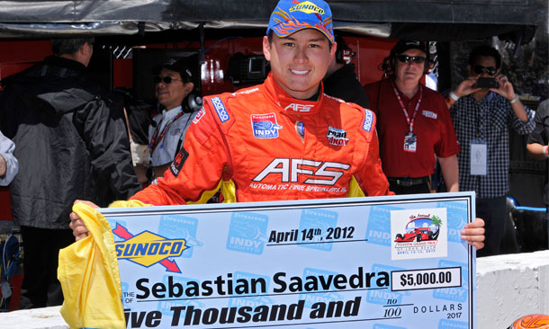 Saavedra wins pole at Long Beach