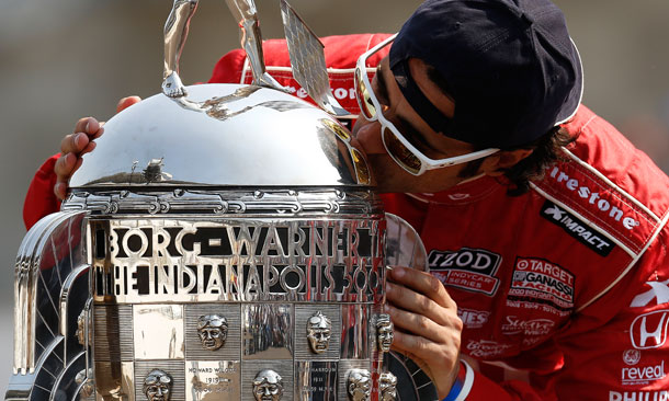 Dario Franchitti Kissing Trophy
