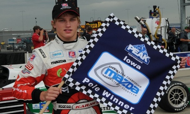 Sage Karam on pole at Iowa