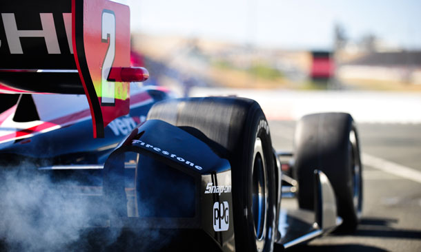 Ryan Briscoe leaving pits at Sonoma