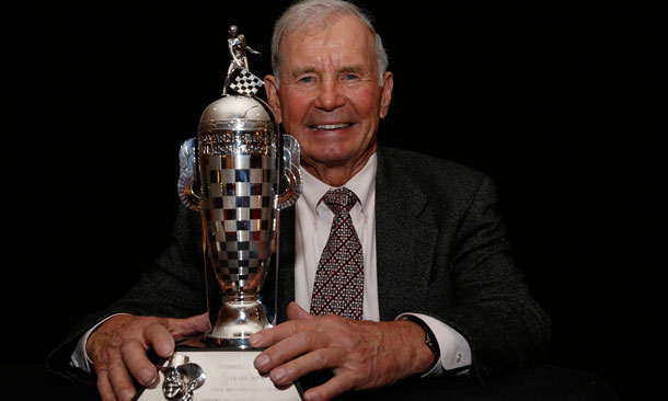 Closeup view of Parnelli Jones's Baby Borg Trophy