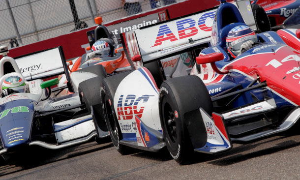 Takuma Sato, Simona de Silvestro, and Tristan Vautier