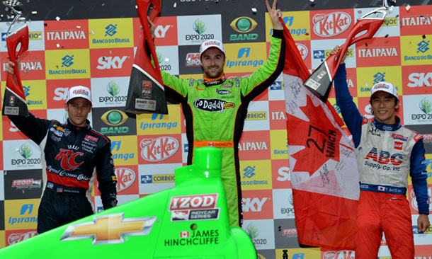 Sao Paulo Podium - Hinchcliffe, Sato, Andretti