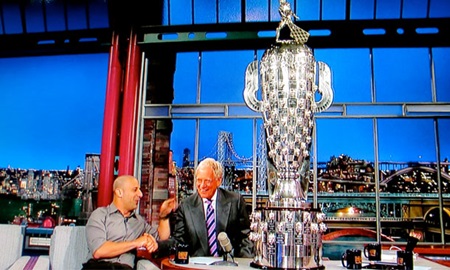 thumbnail for Kanaan shows off his prize as guest on 'Letterman'