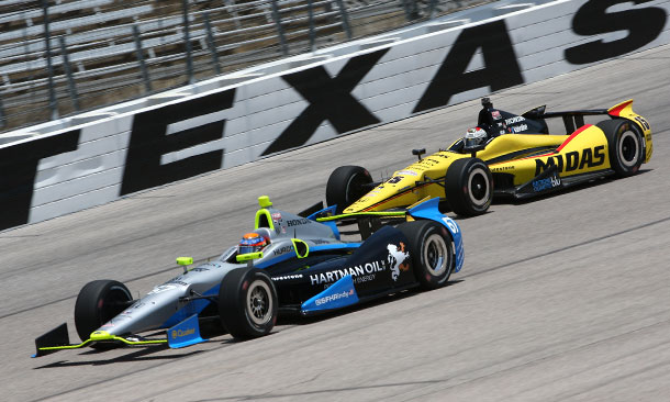 Josef Newgarden and Graham Rahal at Texas Motor Speedway