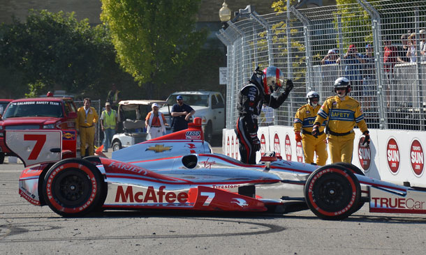 Sebastien Bourdais after Toronto burnouts