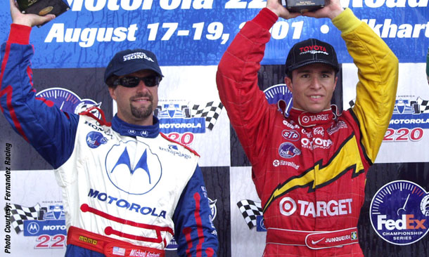 Michael Andretti and Bruno Junqueira - 2001 Road America podium