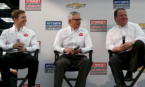 Ryan Briscoe, Mike Hull, and Chip Ganassi