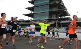 Thumbnail for Join Olivia Newton-John's Pink and Blue for Two group in the OneAmerica 500 Festival Mini-Marathon