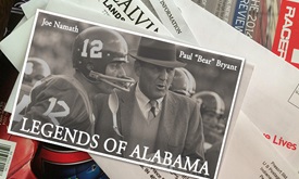 Thumbnail for Barber event postcard: 'Broadway Joe' returns