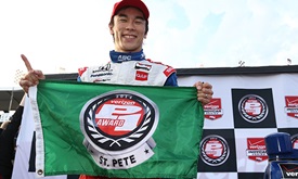 Thumbnail for Verizon P1 Award goes to Sato for opening race