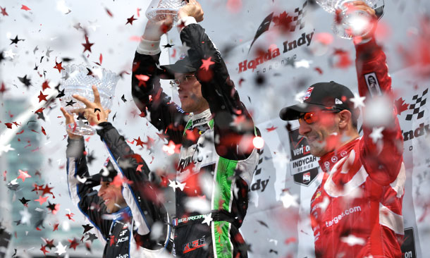 Sebastien Bourdais, Helio Castroneves, and Tony Kanaan