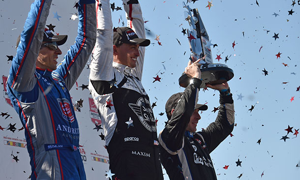Graham Rahal, Justin Wilson, and Simon Pagenaud