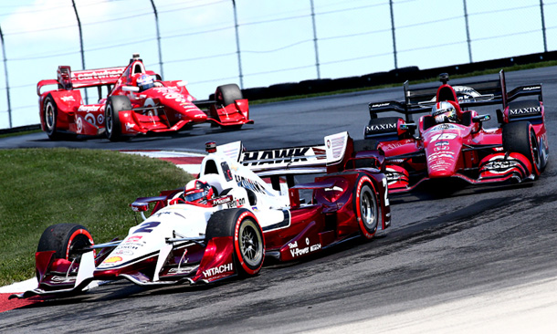Juan Pablo Montoya, Graham Rahal, and Scott Dixon