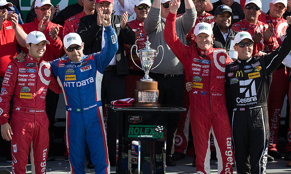 Kyle Larson, Tony Kanaan, Scott Dixon, and Jamie McMurray