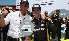 Thumbnail for Pagenaud wins Verizon P1 Award at Iowa, collects 500th pole in Team Penske history