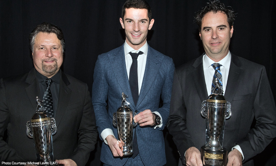 Alexander Rossi, Michael Andretti, and Bryan Herta