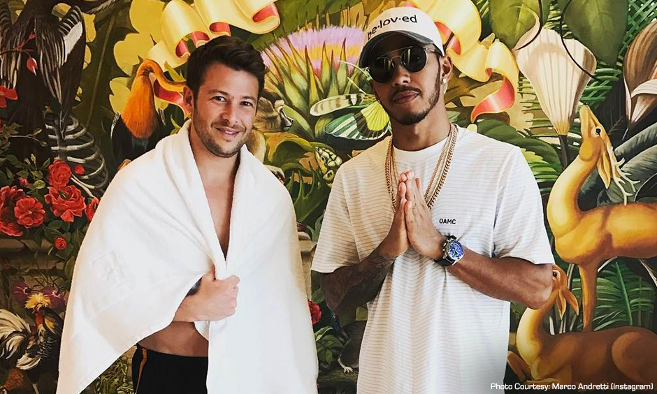 Marco Andretti and Lewis Hamilton