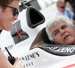 Leno gets latest car thrills turning laps in Indy car