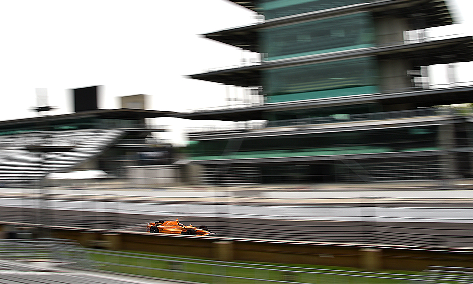 Fernando Alonso at speed at Indianapolis