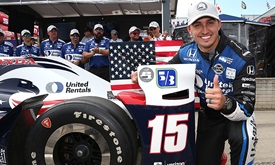 Thumbnail for Rahal awarded Verizon P1 Award with lap record, Castroneves penalized