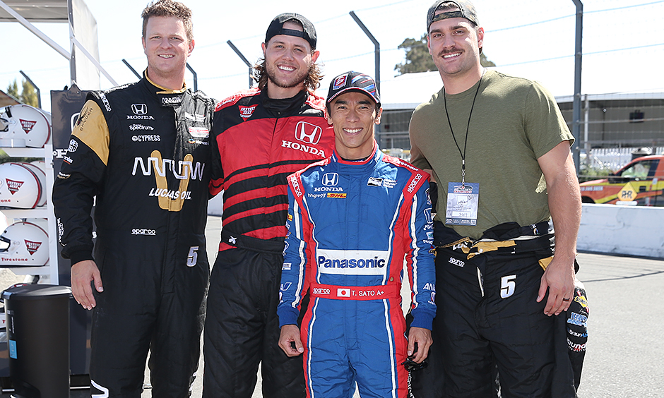 Takuma Sato and the San Francisco Giants pitchers