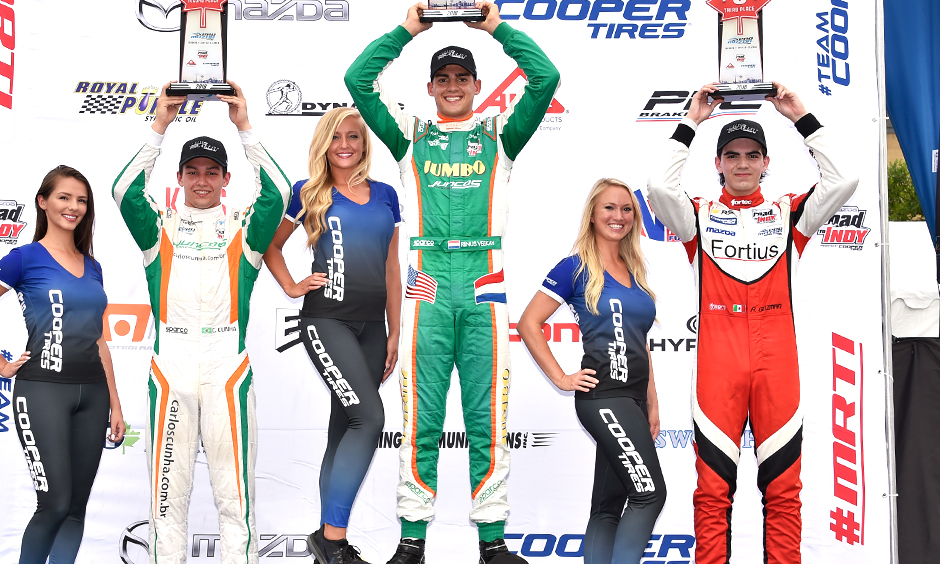 Rinus VeeKay, Carlos Cunha, and Raul Guzman