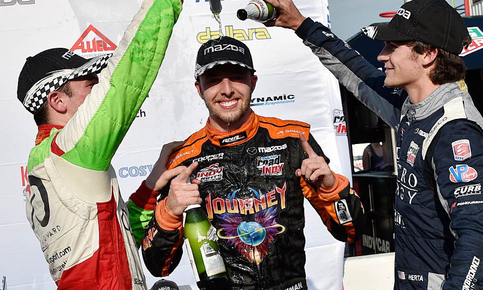 Ryan Norman, Patricio O'Ward, and Colton Herta