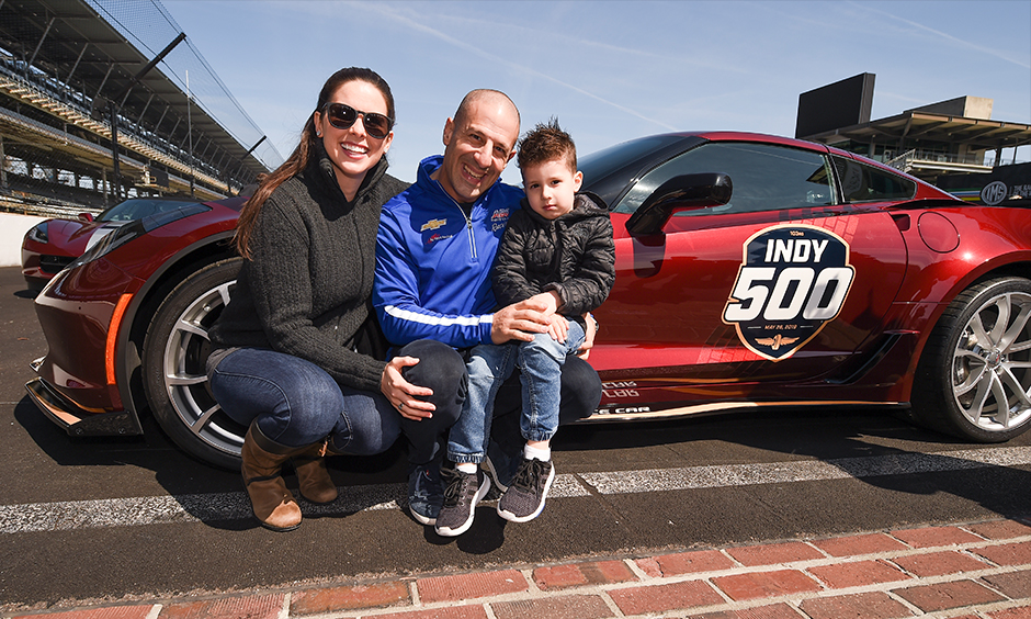 Tony Kanaan and family with Indy 500 pace car Corvette
