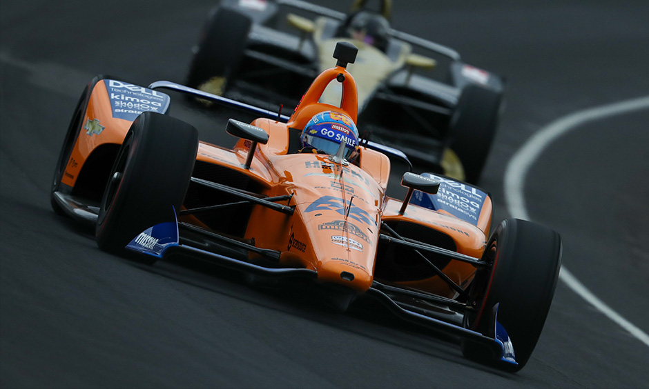 Fernando Alonso on track IMS open test
