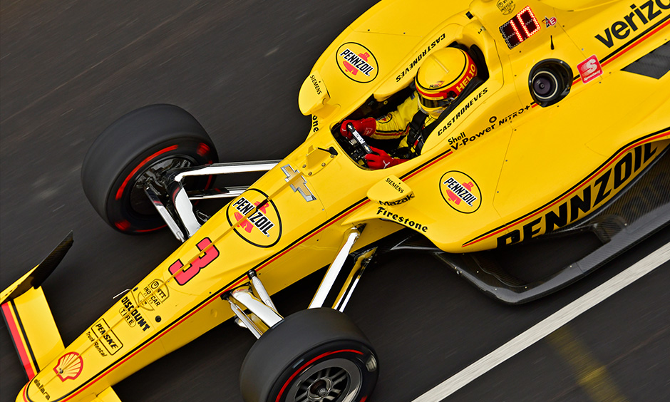 Helio Castroneves on track IMS