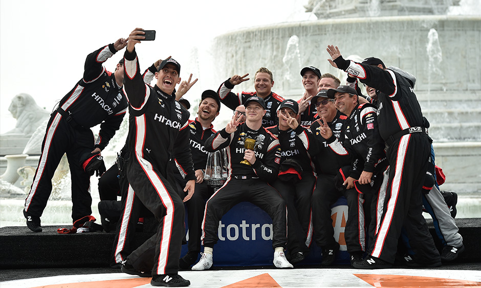 Josef Newgarden and crew celebrate