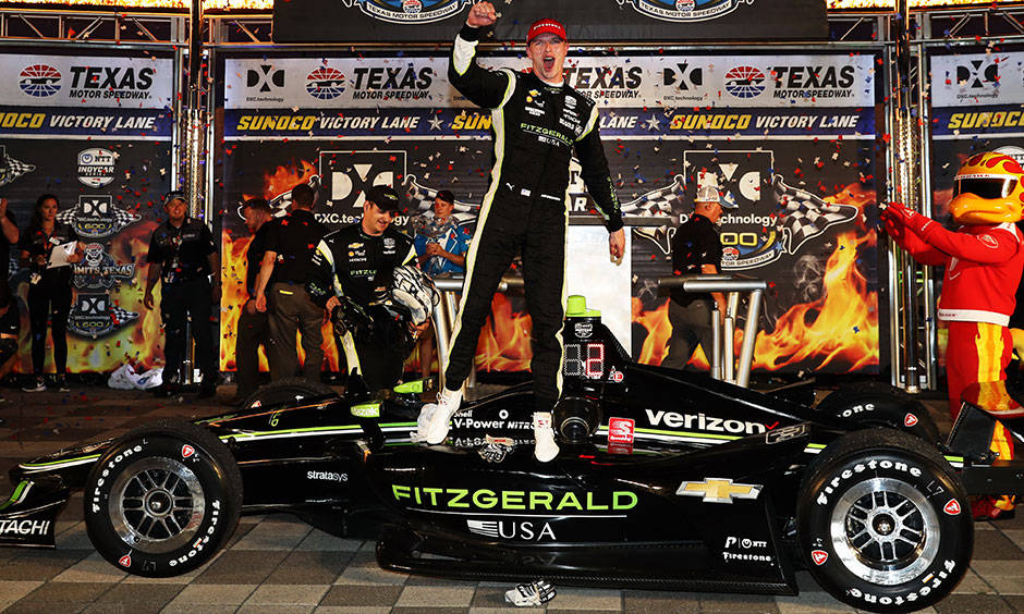Josef Newgarden celebrates texas win