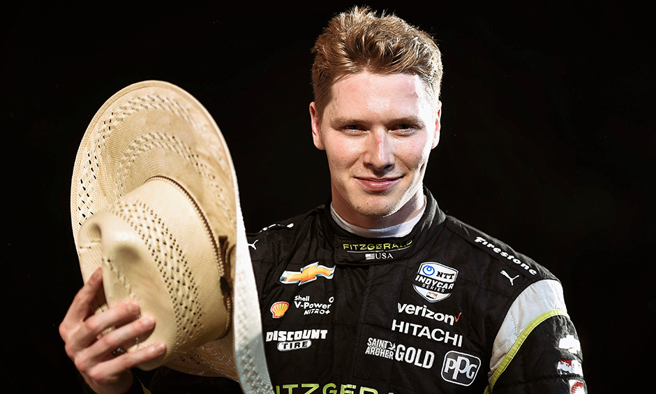 Josef Newgarden with cowboy hat