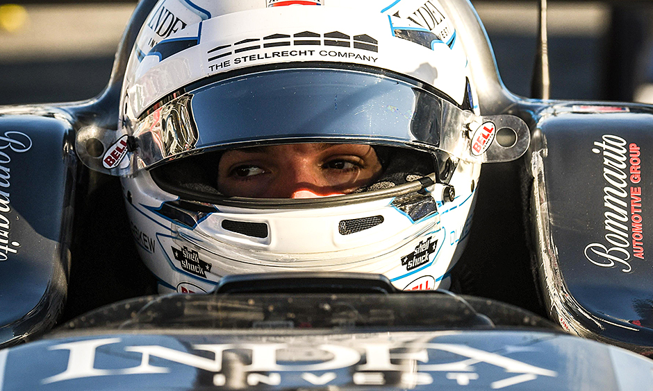 Oliver Askew sits in his car